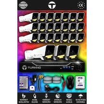 Turkno 24 Kameralı Supia 24 Dış Kamera Set 500 GB 5 MP 2K Net Renkli Gece Görüşlü Güvenlik Kamerası Sistemi