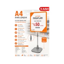 5 Adet - A4 Ayaklı Fiyat Etiketlik Teleskopik Borulu Çerçeve Etiketlik Yönlendirme Levhası Menü Panosu Turuncu
