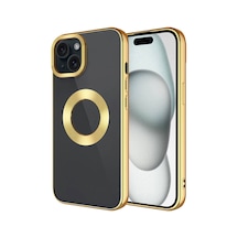 Apple iPhone Uyumlu 15 Kılıf Kamera Lens Korumalı Logo Gösteren İnce Hafif Pazarplus Altın