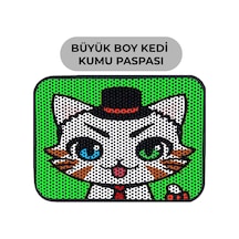Büyük Boy Renkli Desenli Elekli Kedi Tuvalet Önü Paspası 60 X 80 Cm Büyük Yeşil - 834019341