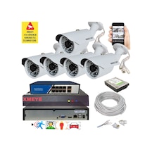 5 Li Yapay Zeka Destekli 5 Mp 1940p Görüntü Poe Bağlantılı 48 Ir Led Gece Görüş Ip Kamera Seti 748poe