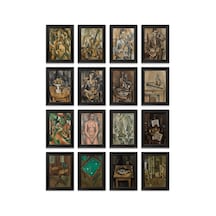 Georges Braque Eserleri 16'lı Sticker Seti Laptop Defter Ajanda Etiketi Çok Renkli