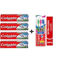 Colgate Diş Macunu Üçlü Etki 100 Ml X 4 Adet + Extra Clean Colors Diş Fırçası 3lü Beyazlık