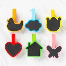 Lb Desenli Notlu Ahşap Mandal 6'lı Set - 10 Paket