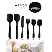 6lı Takım Yanmaz Yapışmaz Mutfak Pasta Silikon Yumurta Fırçası Kaşık Bıçak Spatula Set Siyah