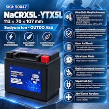 Outdo 12v 5amper 10hr Alçak Sodyum Ion Motosiklet Aküsü Ebatlar: 113 70 107mm