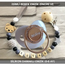 Sahi Aksesuar İsimli Emzik Zinciri Ve İsimli Silikon Emzik Bezyı391 Açık Pembe