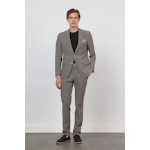 İmza Vizon Kendinden Desenli Mono Yaka 6 Drop Slim Fit Takım Elbise 1001260162