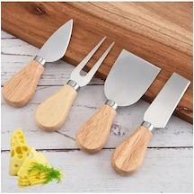 4 Parça Paslanmaz Çelik Peynir Bıçağı Seti 13 Cm - Şık Sunumlar İçin Ergonomik Saplı Peynir Bıçakları