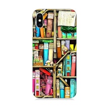 Apple Uyumlu iPhone X Kitaplık Ve Raflar Books Shelf Desenli Silikon Kılıf