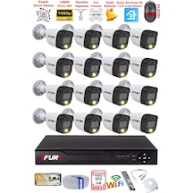 Fury 16 Kameralı 5mp Lens 2 Mp Görüntü Gece Renkli Full Hd Ultra Led Akıllı Güvenlik Kamerası Seti 500gb