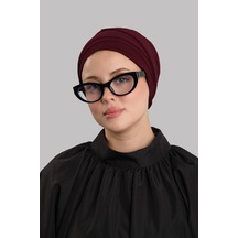 Hürrem Bone Bordo Versa Kuyruklu Pratik Tesettür Bone Sandy Büzgülü 2515 16