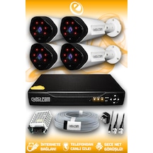 Elitcam 4 Kameralı Uzay 4 Dış Kamera Set HDD'siz Full HD Gece Görüşlü Güvenlik Kamerası Sistemi