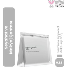 Cosmogenesis Labs Şeffaf Kilitli Seyahat ve Makyaj Çantası – Su Geçirmez Plastik Kozmetik Düzenleyici (13x19 cm)