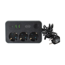 Ars 3 USB 1 Type C Girişli Akım Korumalı 2 Metre 3'lü Kare Priz