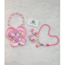 Kelebek Çantalı Toka Seti-9 Pembe
