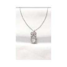 Ezoconcept 316l Çelik Silver Renk Zirkon Taşlı Kalpli Fiyonk Kolye