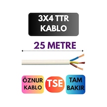 Öznur 3x4 Ttr Kablo Metre Seçenekli Beyaz - 25mt