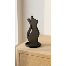 Kedi Figürlü Gözlük Standı & Takı Tablası Siyah Masaüstü Organizer Çok Renkli