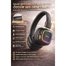 Rgb Işıklı Kablosuz 6.0 Bluetooth Kulak Üstü Kulaklık Müzik, Oyun, Mikrofonlu, Katlanabilir