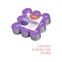 Lavanta Kokulu, Lila Renkli 4 Saat Yanma Süreli Tea Light Mum 18'li Paket