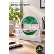 3 Adet Sulu Kumsaati Sıvı İçerikli Kum Saati Zamanlayıcı, Masaüstü Ve Görsel Kullanım İçin 21x24 Cm, Hourglass, Water Timer Diğer