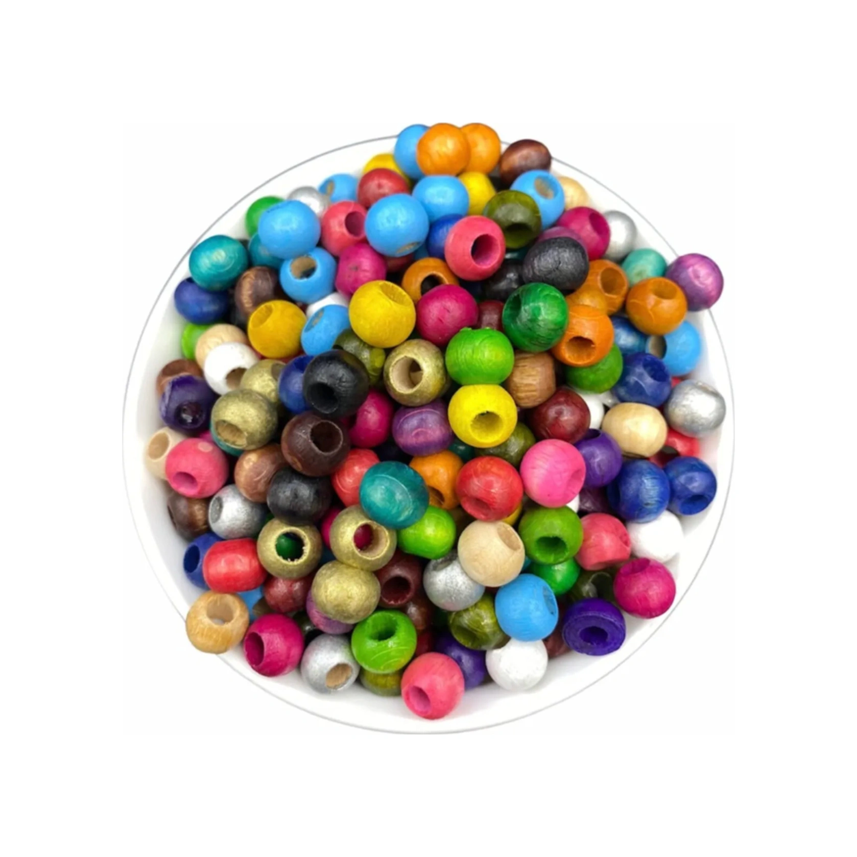 10 Mm Karışık Renkli Ahşap Boncuk - 50 Gram