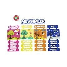 Mevsim Şeridi Kare Zeminli Keçe Eğitim Materyali Çok Renkli