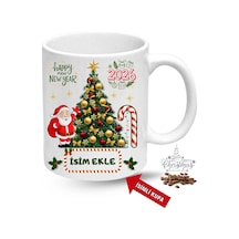 Yılbaşı Hediyesi Christmas Çam Ağacı İsimli Baskılı Porselen Kupa Bardak Beyaz