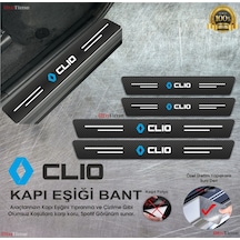 Renault Clio Logolu Karbon Kapı Eşiği Koruyucu Suni Deri 4'lü Set