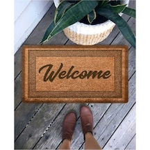 Dekoratif Welcome Kahverengi Kapı Önü Paspası-Kahverengi-45 X 65 Kahverengi
