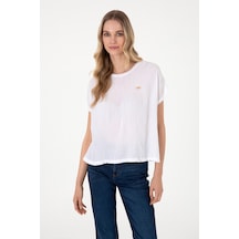 U.S. Polo Assn. Kadın Beyaz Bisiklet Yaka Tişört 50300776-VR013