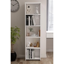 Libro White Kitaplık 5 Raflı Çok Amaçlı Düzenleyici Raf 160 Cm Dekoratif Beyaz Genel