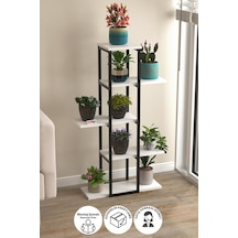 Bofigo 5 Raflı Çiçeklik Rafı Saksılık Standı Dekoratif Aksesuar Rafı Saksılık Papatya Beyaz Beyaz