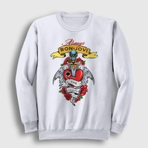 Presmono Unisex Always Bon Jovi Sweatshirt Beyaz