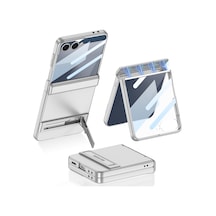 Zore Galaxy Z Flip 7 Kılıf Zore Kıpta Standlı Kapak - Gümüş