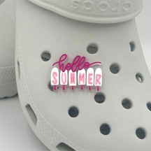 Crocs Terlik Süsü Ve Aksesuarı , Çanta Süsü Jibbitz 3d Hello Summer 04 Logo Aksesuar Fuşya-pembe-beyaz-şeffaf