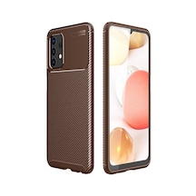 Samsung Uyumlu Galaxy A32 4g Kılıf Karbon Desenli Şık Negro Premium Silikon Kapak Kahverengi