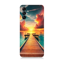 Samsung Galaxy A04s Uyumlu Gün Batımına Uzanan İskele Desenli Silikon Kılıf Çok Renkli