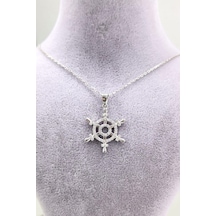 Omar Silver Kadın Gemici Dümeni Model Zirkon Taşlı Gümüş Kolye (513866634)