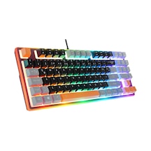 Acer Emachines Eak216 Rainbow Aydınlatmalı Tkl Oyuncu Klavyesi - Siyah Gri Turuncu Q Standart