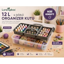 Tr Lorempbox 12 L 4 Gözlü Organizer Saklama Kutusu Hobi Ve Düzenleme Kutusu Genel
