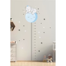 Renkli Mavi Filli Boy Ölçer Duvar Sticker Seti