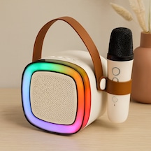 Nostalji Mini Radyo Karaoke Hoparlör - Bluetooth Mikrofonlu Usb Şarjlı