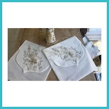 Bezos Fransız Güpürlü Zarf Bohça Nişan Söz Saten Bohça Lüks 3 Boyutlu Çeyizlik Bohça 50x50 Cm 1 Adet Dfnbez