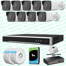 Provzen Hikvision 9 Kameralı Ip 1080p Mikrofonlu Güvenlik Kamerası Olay Anında Bildirim