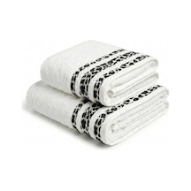 2 Parça Banyo Havlu Seti %100 Pamuk 70x140+50x90 Cm Savana Beyaz Çok Renkli