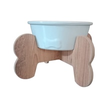 Seramik Kaseli Ahşap Ayaklı Tekli Büyük Irk Köpek Mama/su Stantı-1000 Ml.