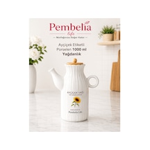 Ayçiçek Etiketli Porselen 1000 Ml Yağdanlık Yağlık Beyaz Beyaz