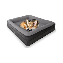 Felix Köpek Yatağı Antrasit Orta 75x95 Cm, Visco Sünger,%100 Su Geçirmez Alez, Çıkarılabilir Yıkanabilir Kılıf, Kaydırmaz Taban, Teddy Dokulu Kedi & Köpek Minderi